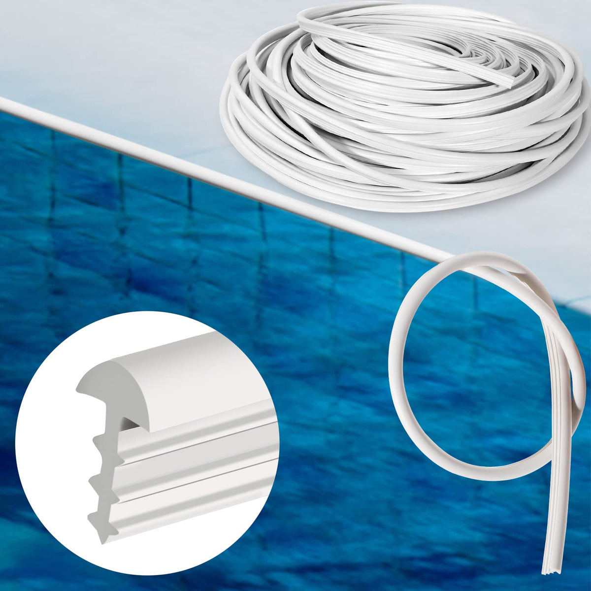 PAMASE 120ft liner lock roll in white secures inground pool liners.
