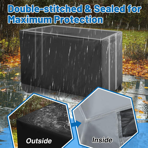 Buckle straps and drawstring on PAMASE cover securing it on windy days.