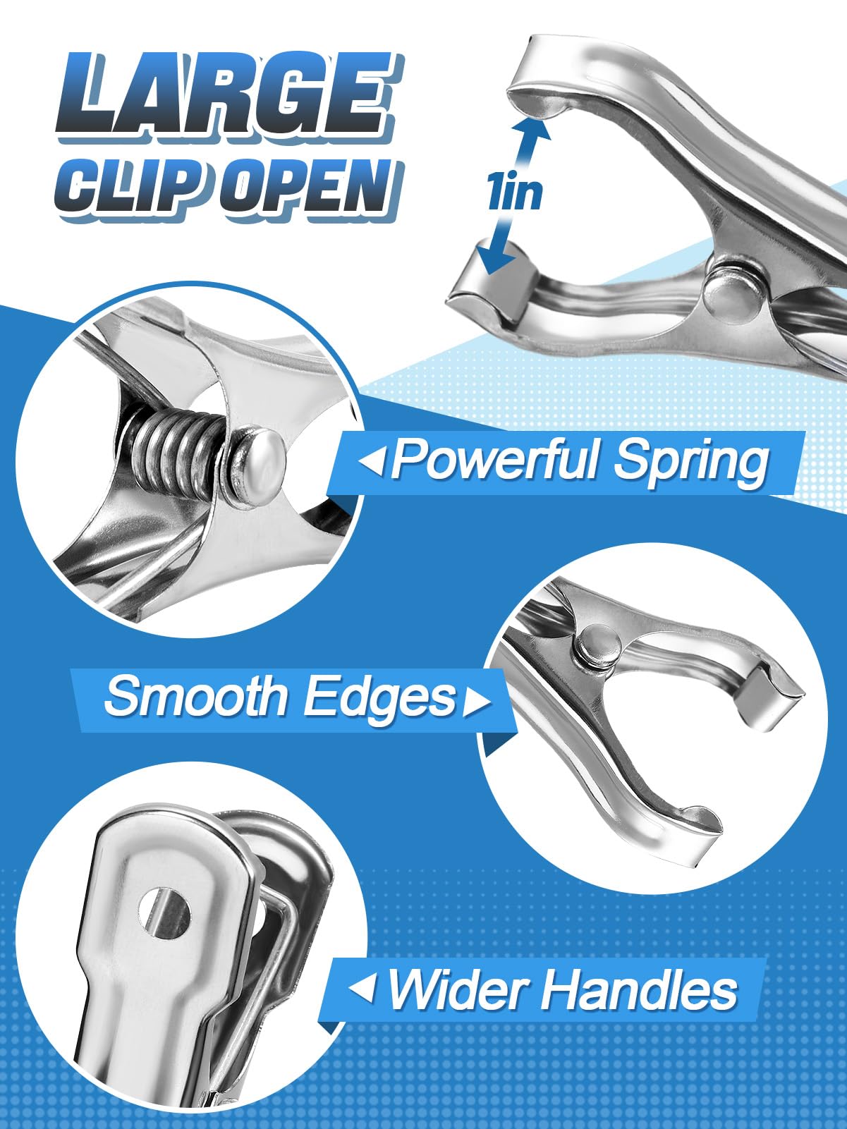 PAMASE clips with smooth edges protect nets and films.
