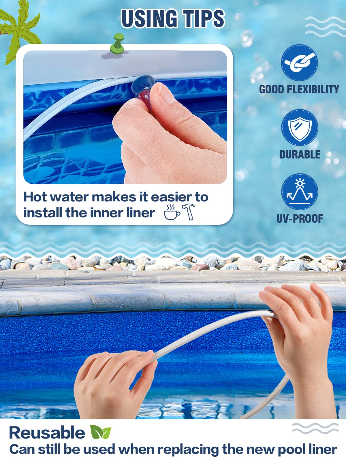 PAMASE easy-install liner lock can be applied by hand for fast repairs.