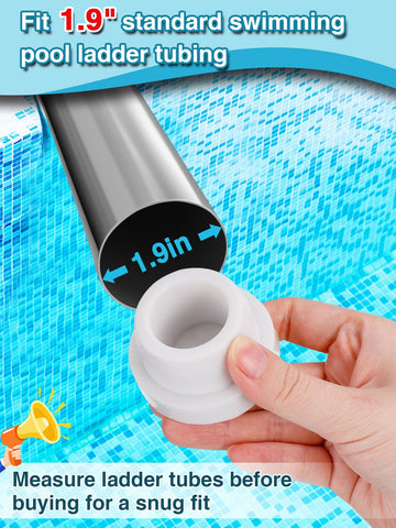 PAMASE end-cap bumper for pool ladder, white prevents wall scratches