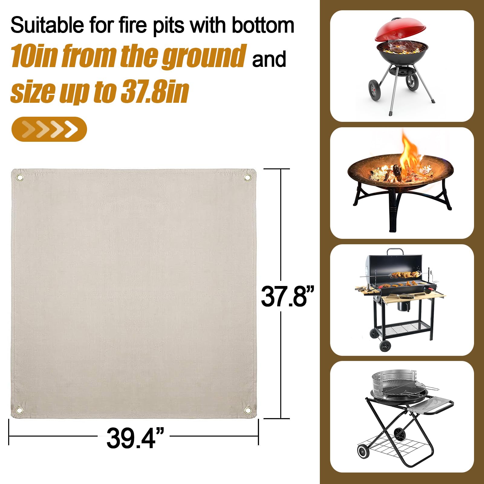 PAMASE fire pit mat protects decks and lawns during outdoor fires