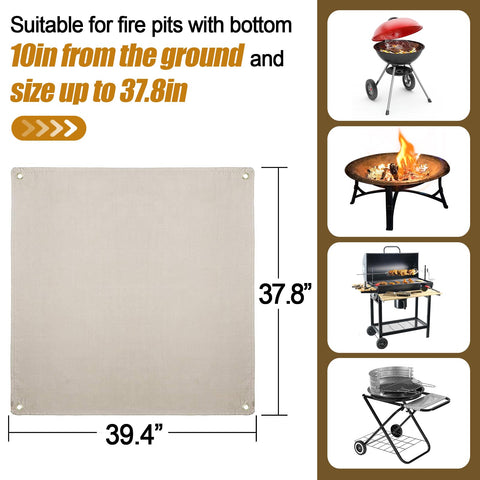 PAMASE fire pit mat protects decks and lawns during outdoor fires