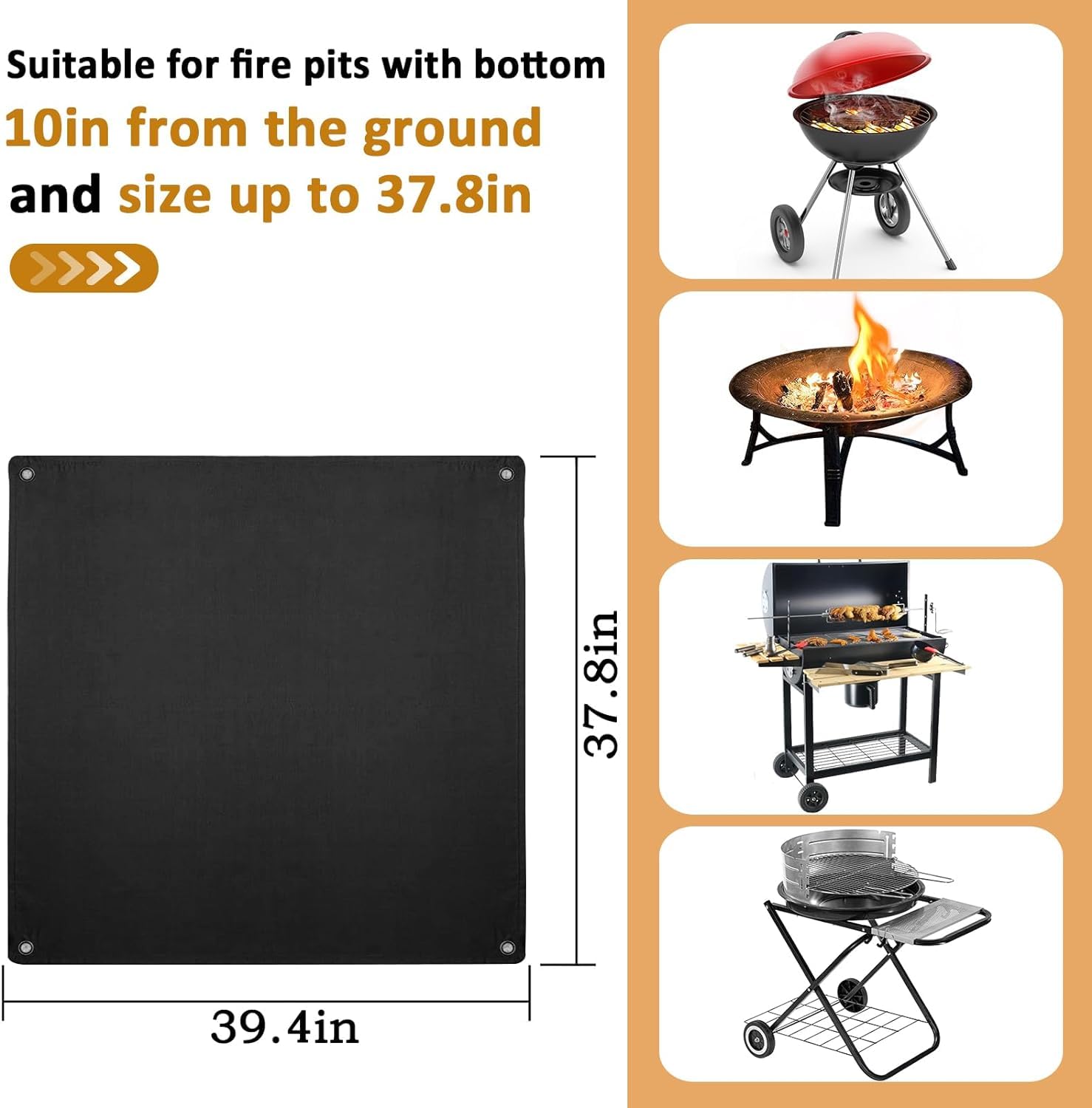 PAMASE fire pit mat stored in its bag, illustrating portability.