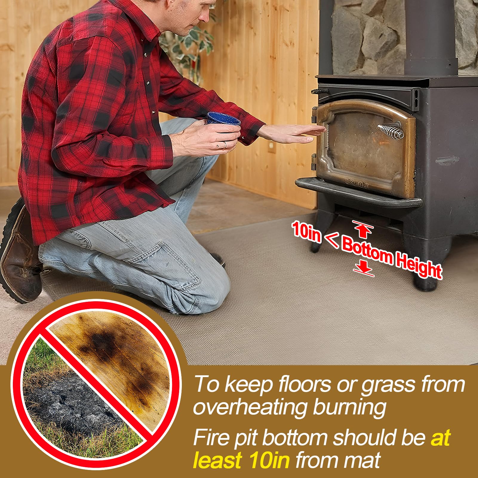 PAMASE fire pit mat ground-nails anchor for stable setups in wind