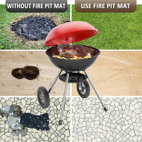 PAMASE fire pit mat fiberglass-material demonstrates heat resistance on patios