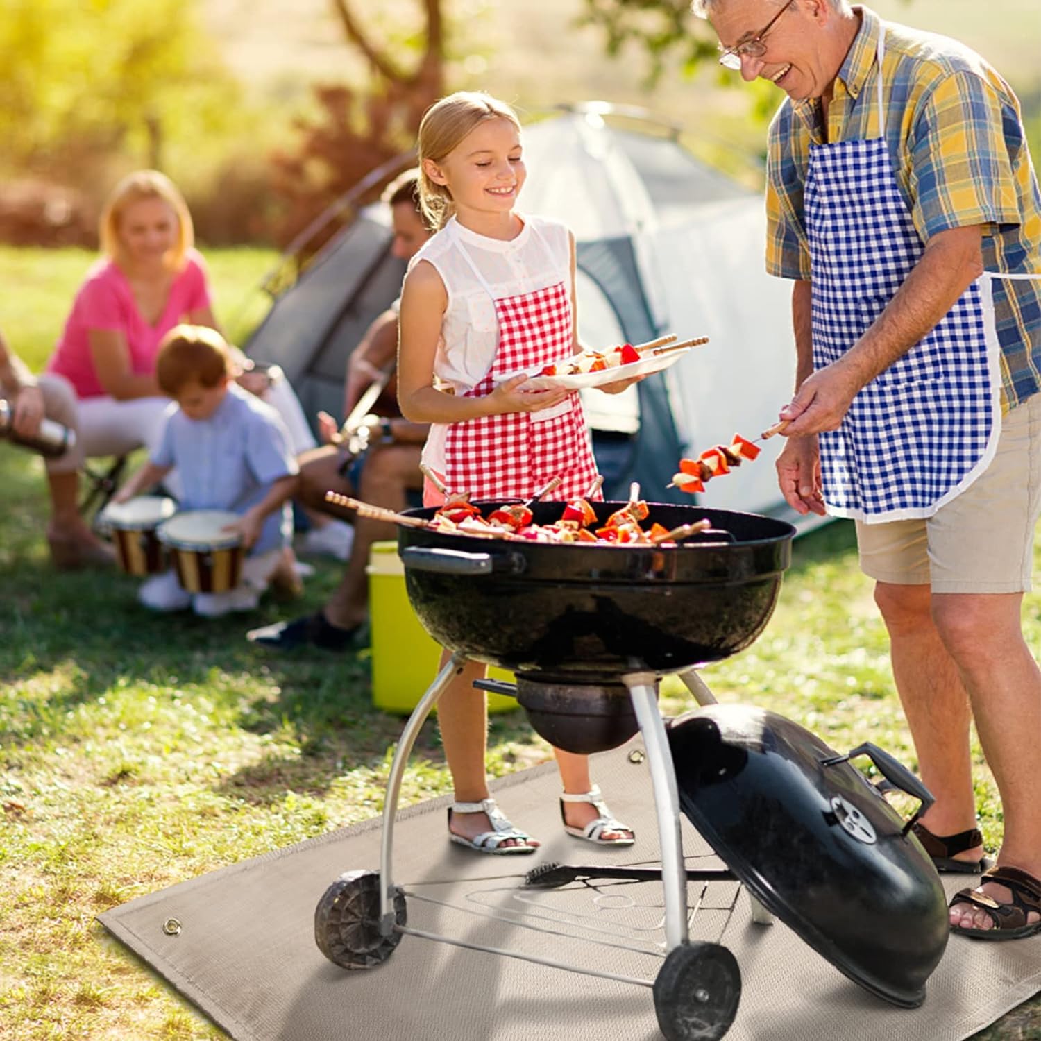 PAMASE fire pit mat lawn-patio-coverage shields grass during evening fires