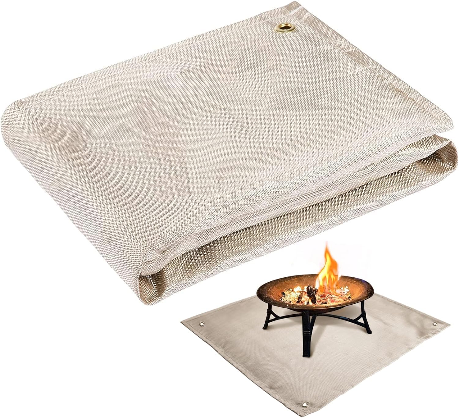 PAMASE fire pit mat under-fire-pit protects decks from heat and burns