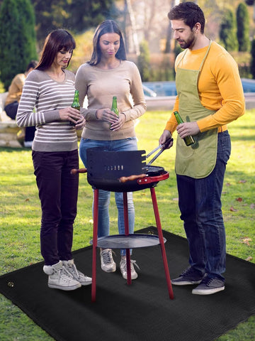 PAMASE fire pit mat protecting deck, lawn, and camping areas.