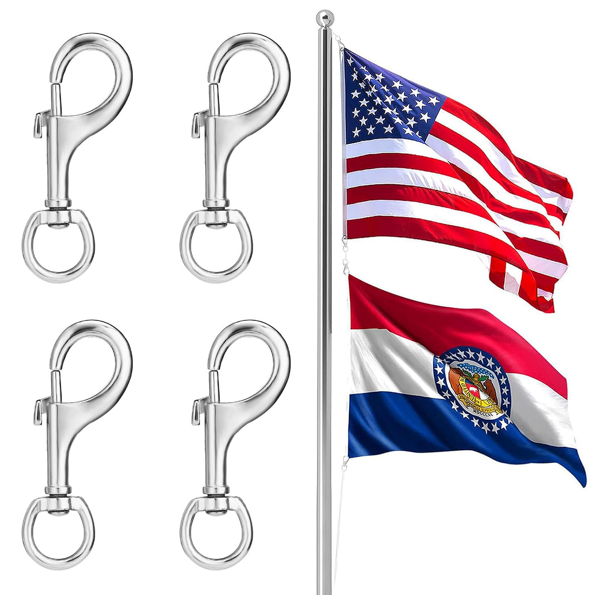 PAMASE flag clips displaying two flags on a pole for festive setups.