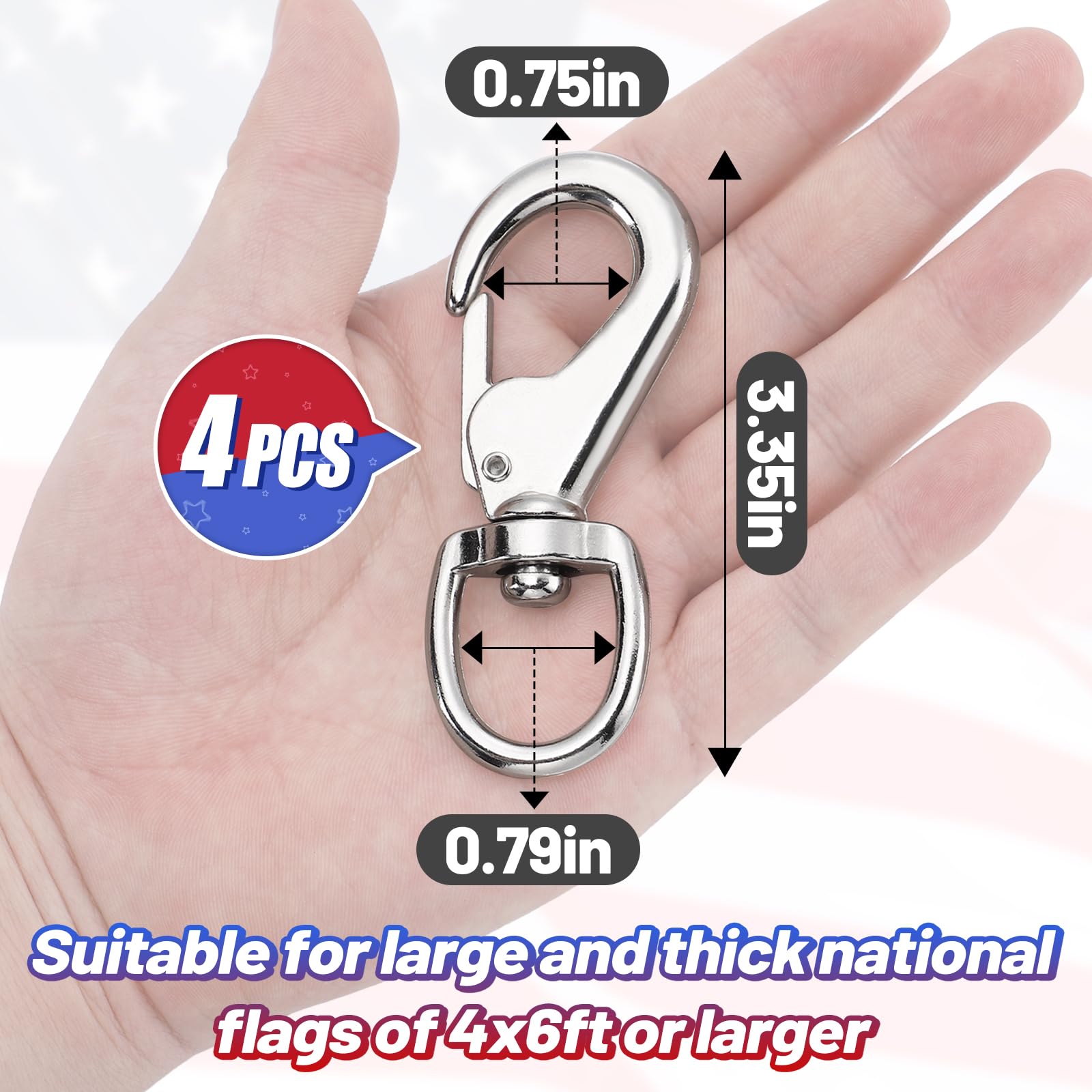 PAMASE flagpole rope swivel hook for banners and tents