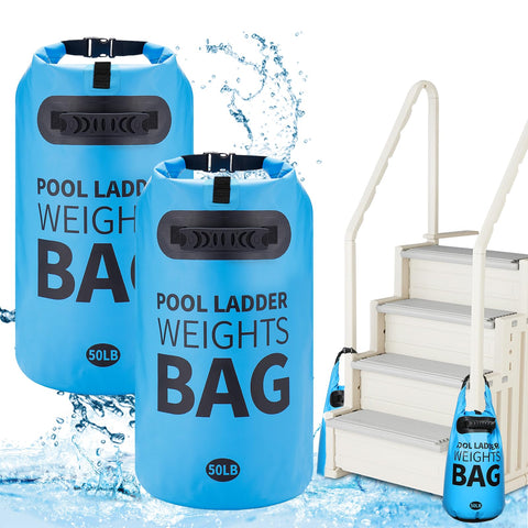 PAMASE heavy-duty pool ladder weights side view showing 50 lb sand-fill stability