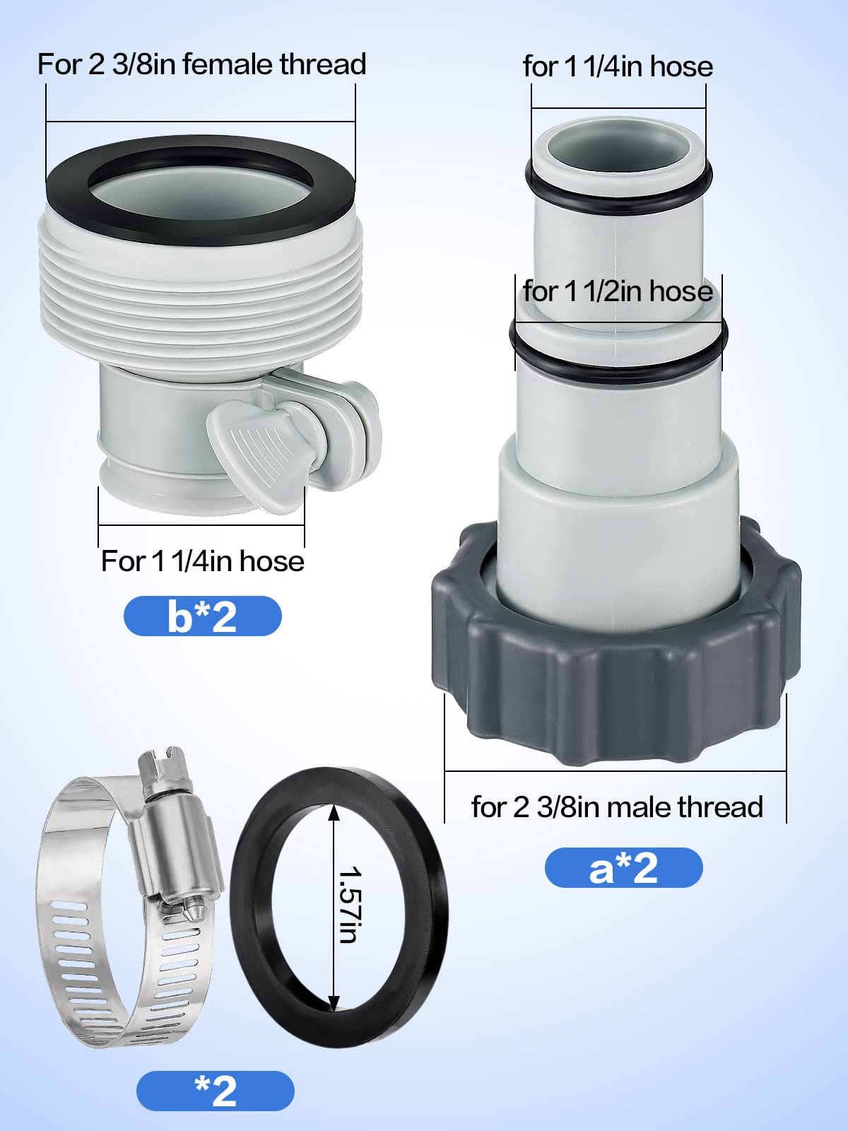PAMASE Intex pump-compatible connection simplifies upgrading your filtration.
