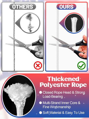 PAMASE rope end melted to prevent fraying during weather exposure.