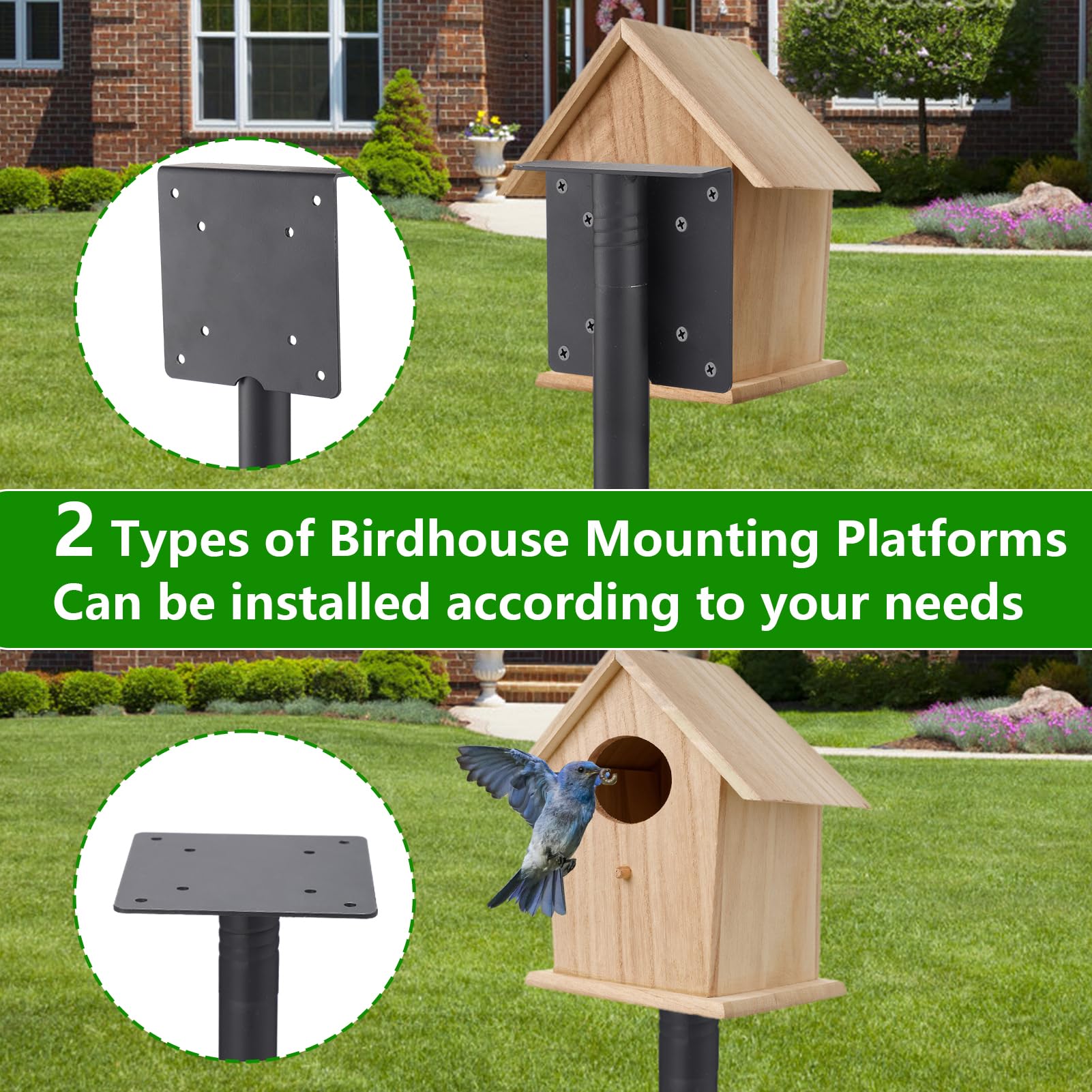 PAMASE two birdhouse feeder platforms fit most setups