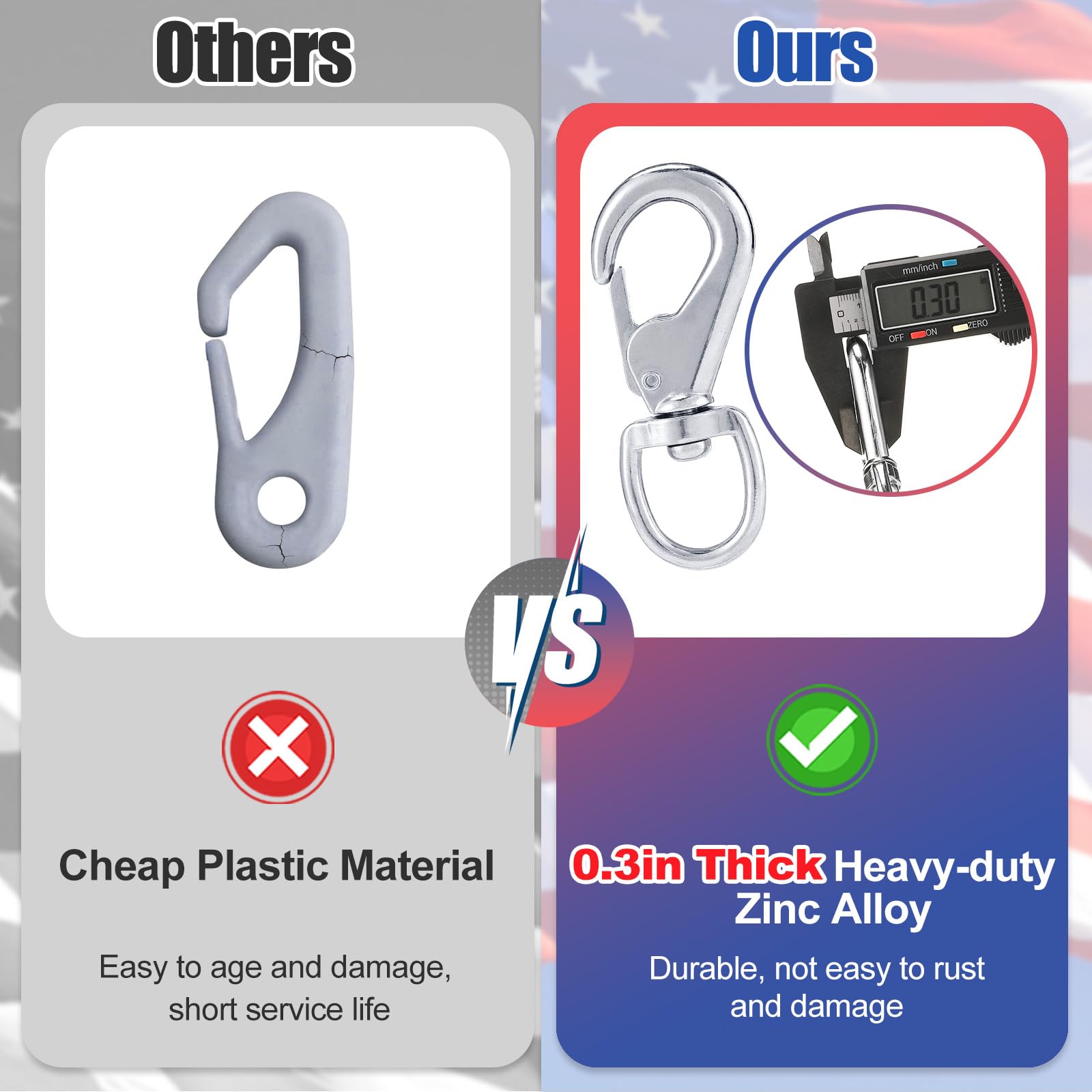PAMASE zinc alloy clip resists rust for durable outdoor use