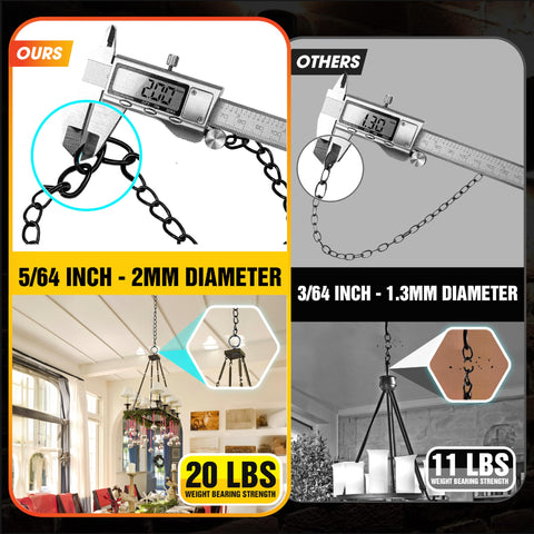 PAMAZY 20lbs load-capacity chain supports lightweight items.