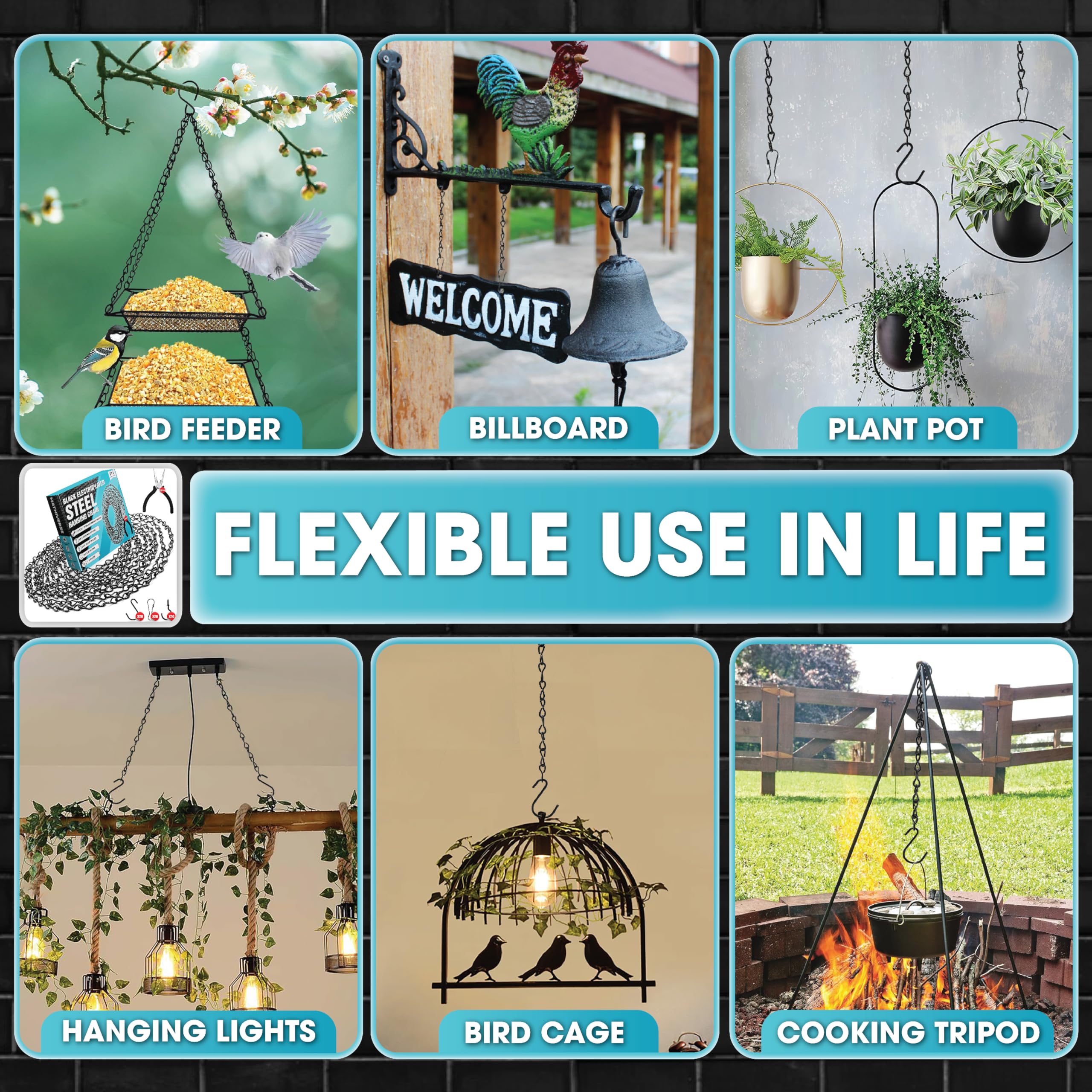 Pamazy ceiling hooks included for stable overhead installations.
