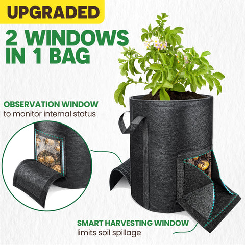 PAMAZY bag with bottom-hinged harvest door for easy moisture checks.