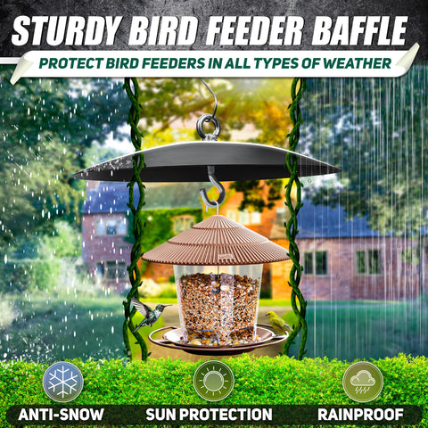 PAMAZY rain protection dome for bird feeder keeps seeds dry