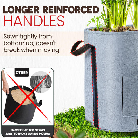PAMAZY reinforced long handles for easy movement when bags are full.