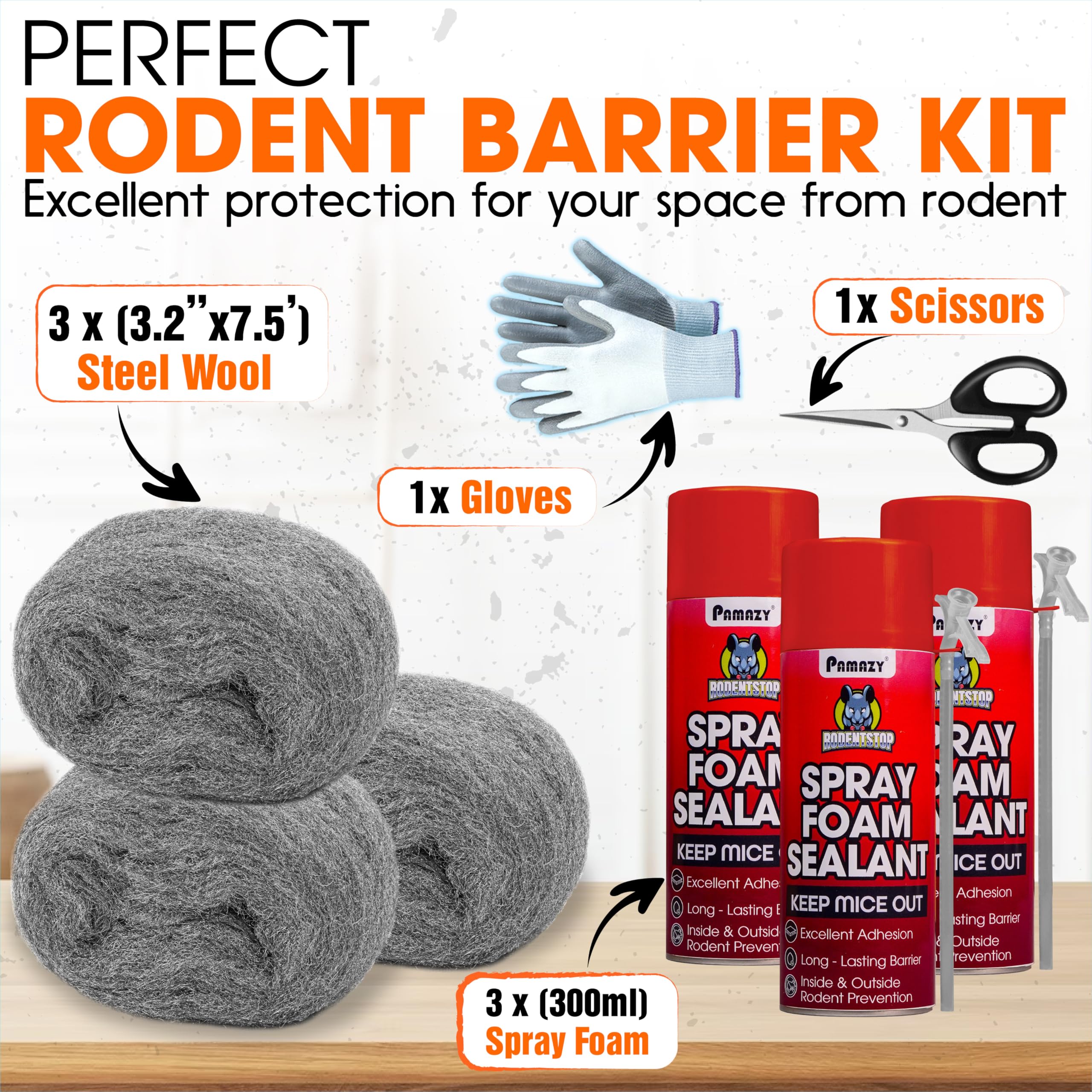 PAMAZY steel wool fills irregular gaps around pipes for a tighter seal.