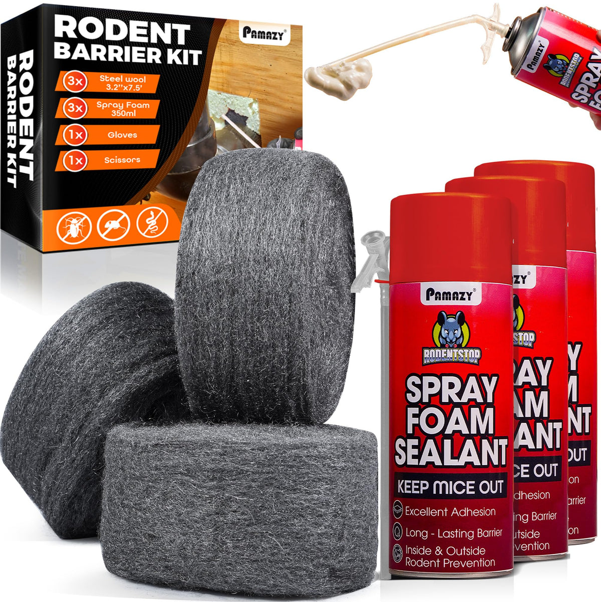 PAMAZY steel wool barrier protecting gaps against rodents.