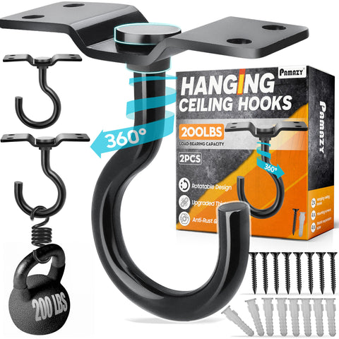 Pamazy rotatable ceiling hook 360° for versatile hanging indoors or outdoors.