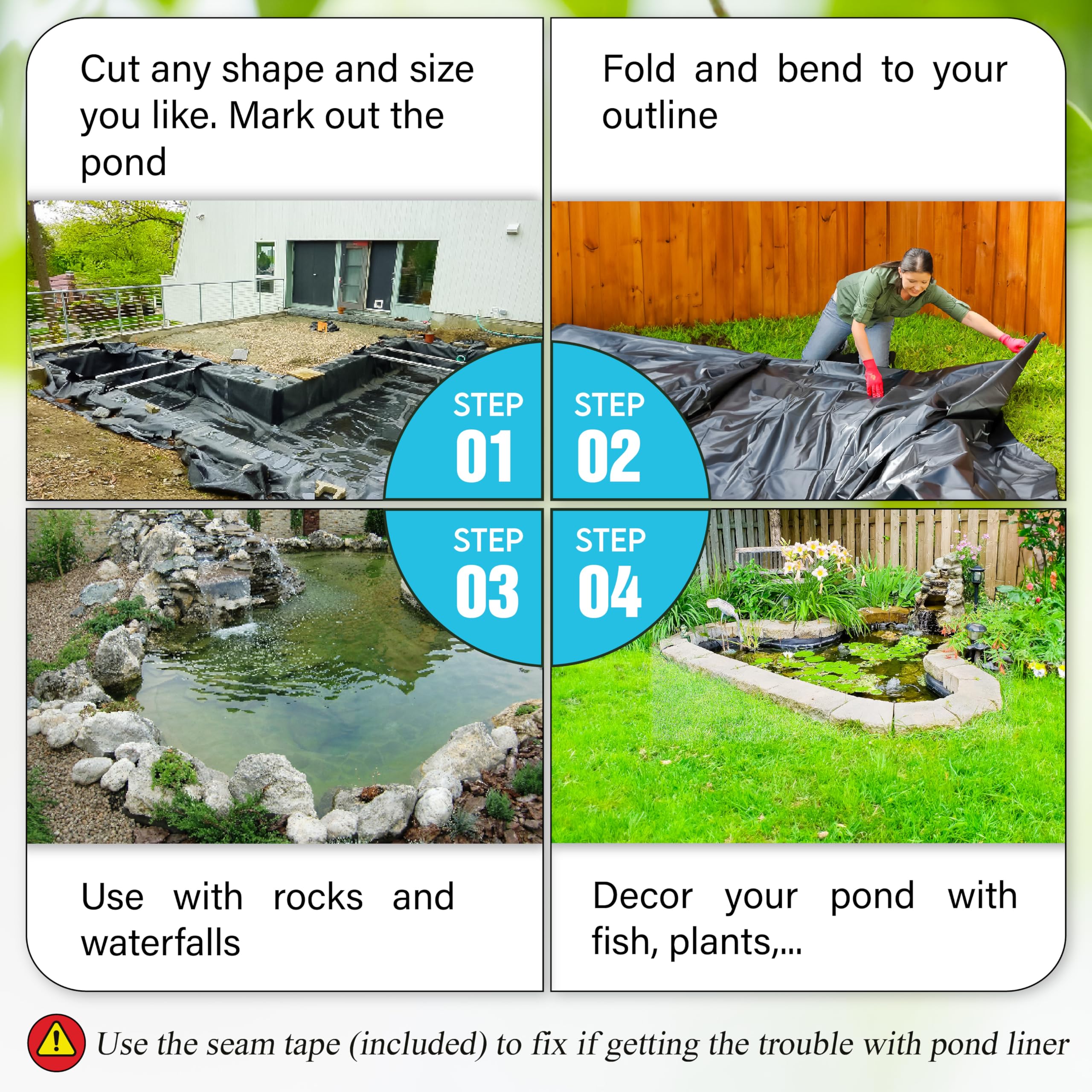Pamazy waterfall liner helps create a natural, flowing backyard stream.
