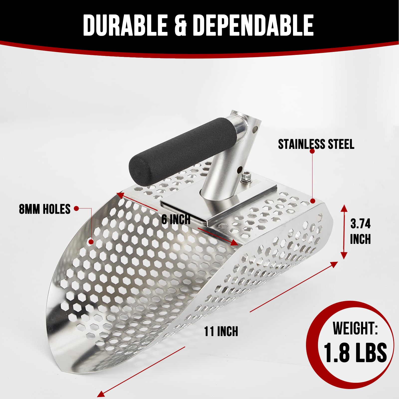 PAMLIAPY sand scoop with detachable handle attachment enables quick setup.