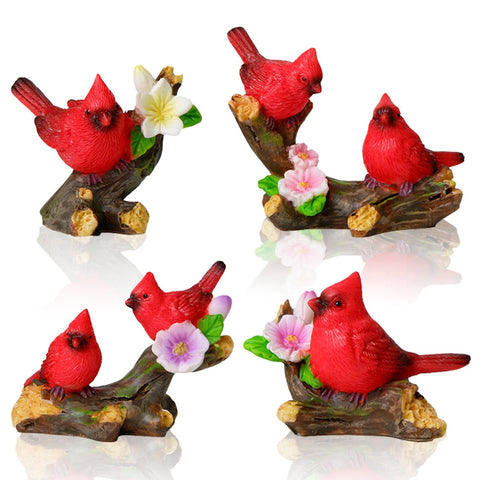 Pamonrueer cardinal figurine on branch with flowers for home decor