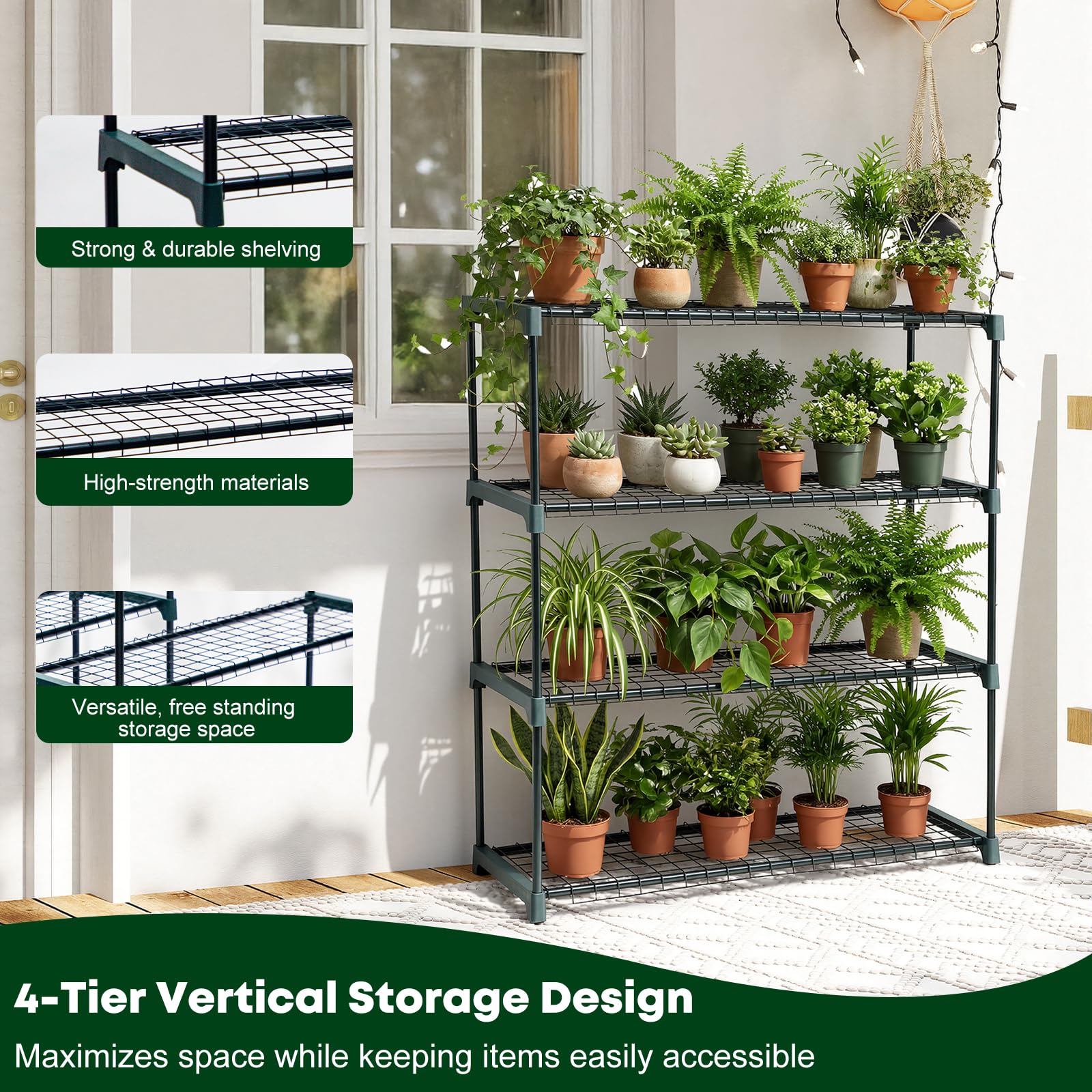 Panana free-standing garden shelves ready for indoor or outdoor use.