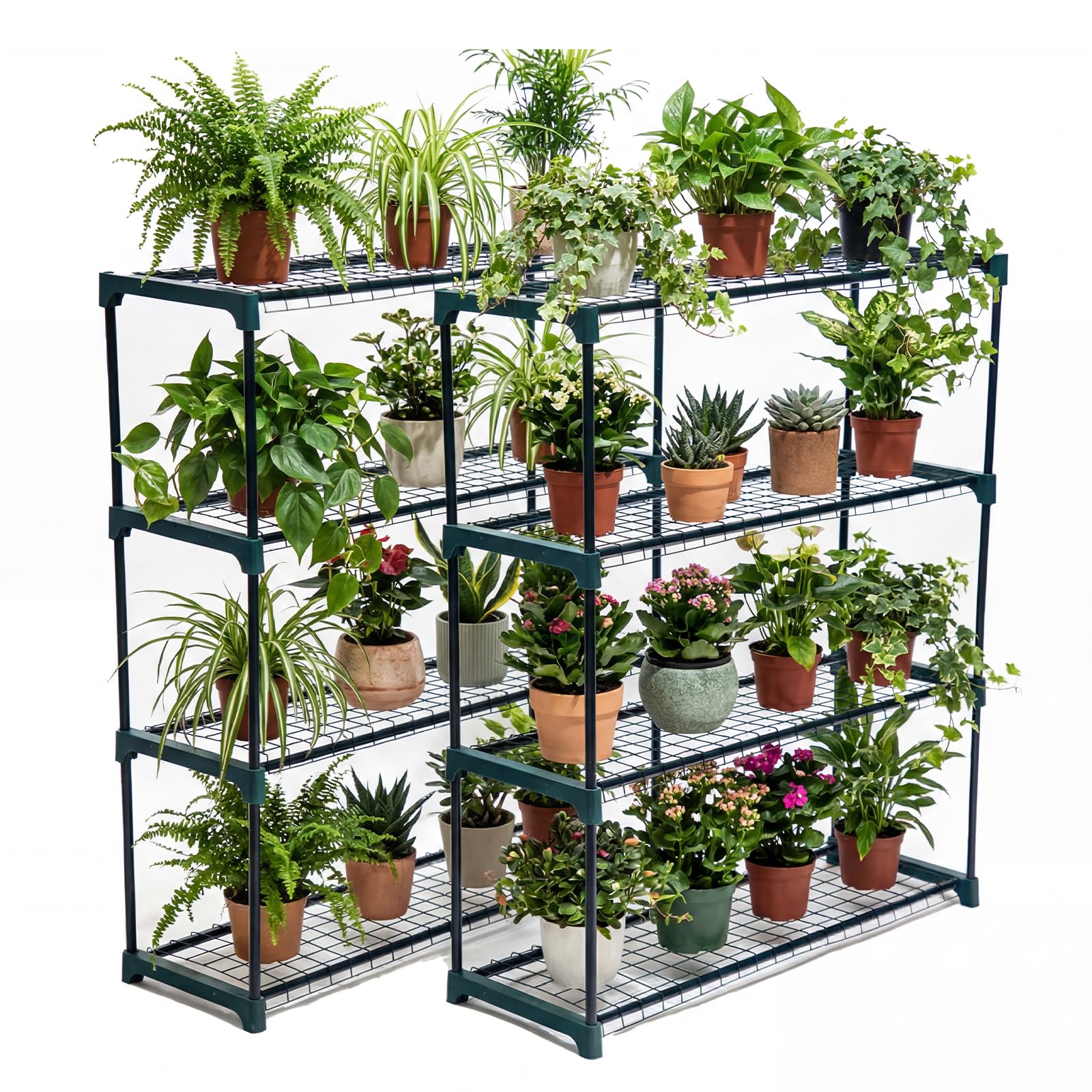Panana sturdy shelves with 8 kg per shelf capacity for pots.