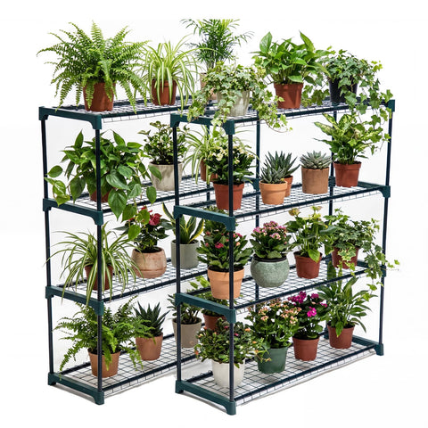 Panana sturdy shelves with 8 kg per shelf capacity for pots.