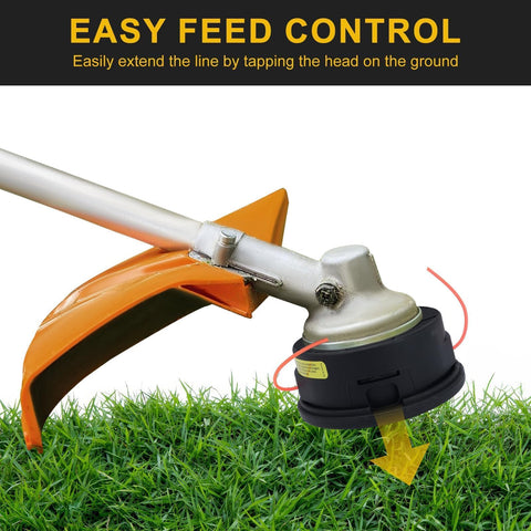 Panari 25-2 auto-cut line feature, pre-loaded with .095-inch line for quick use.