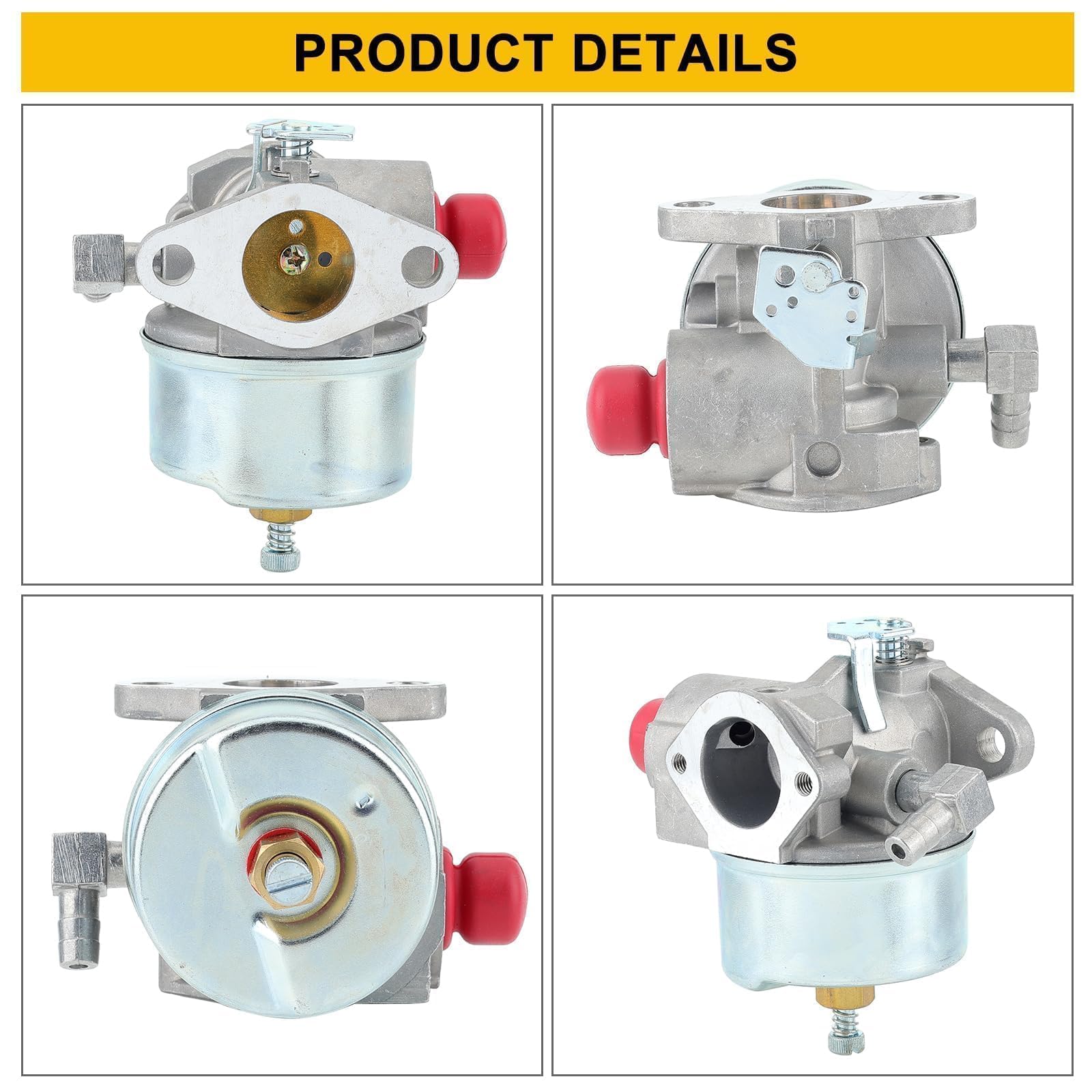 Key specs including throttle choke mounting and fuel inlet dimensions