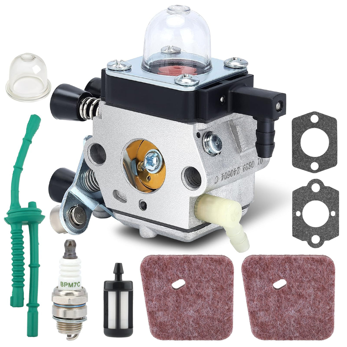 Panari FS55R carburetor close-up showing precision fit for reliable starts.