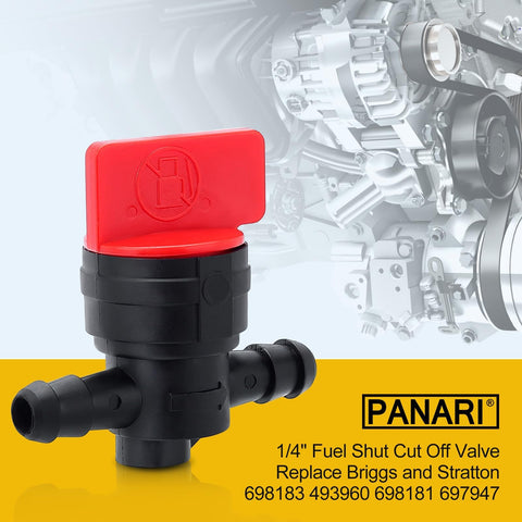 Panari quarter-inch fuel shut off valve for John Deere; compatible replacement part for multiple models.