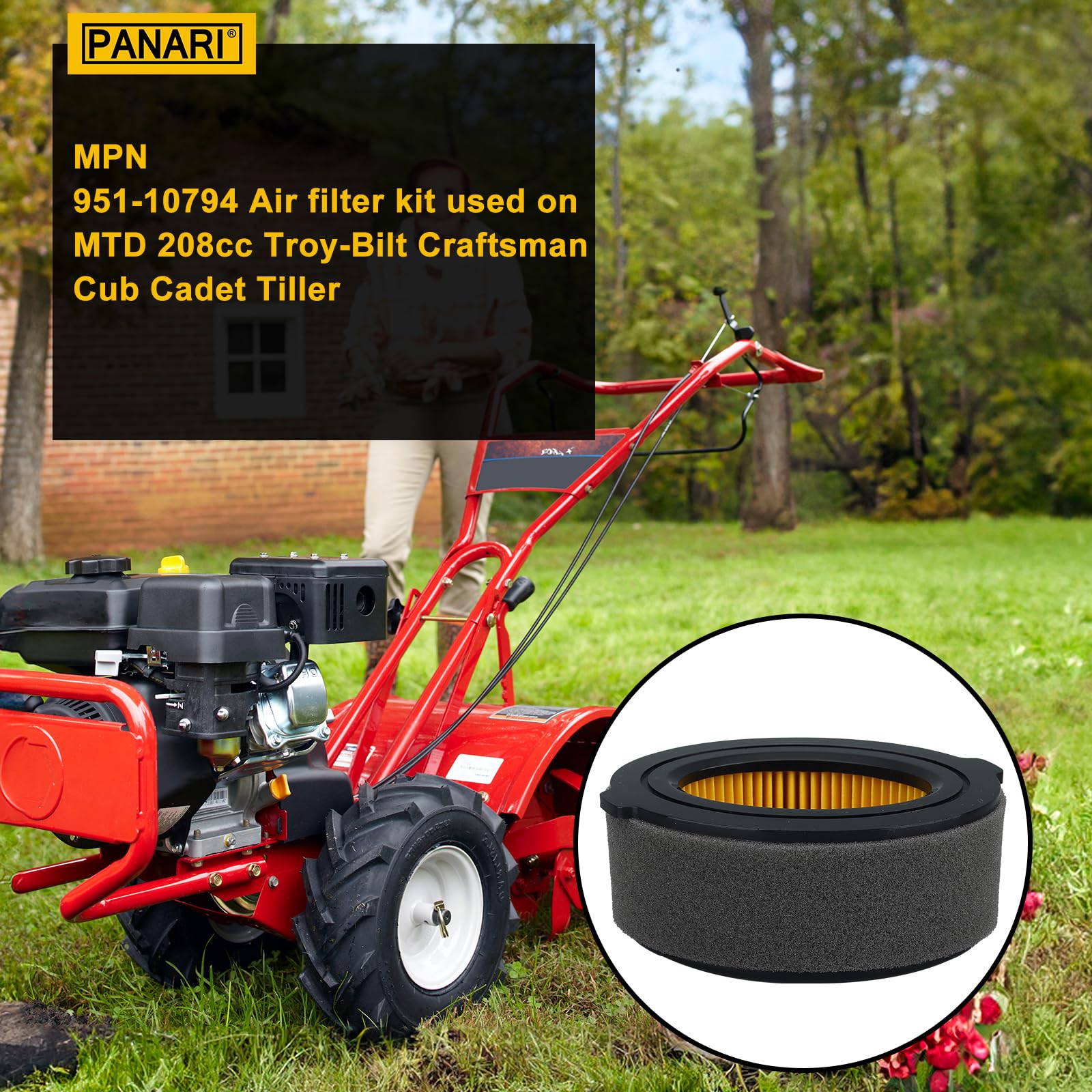 Panari air filter for 208cc engines provides efficient filtration and smoother operation.