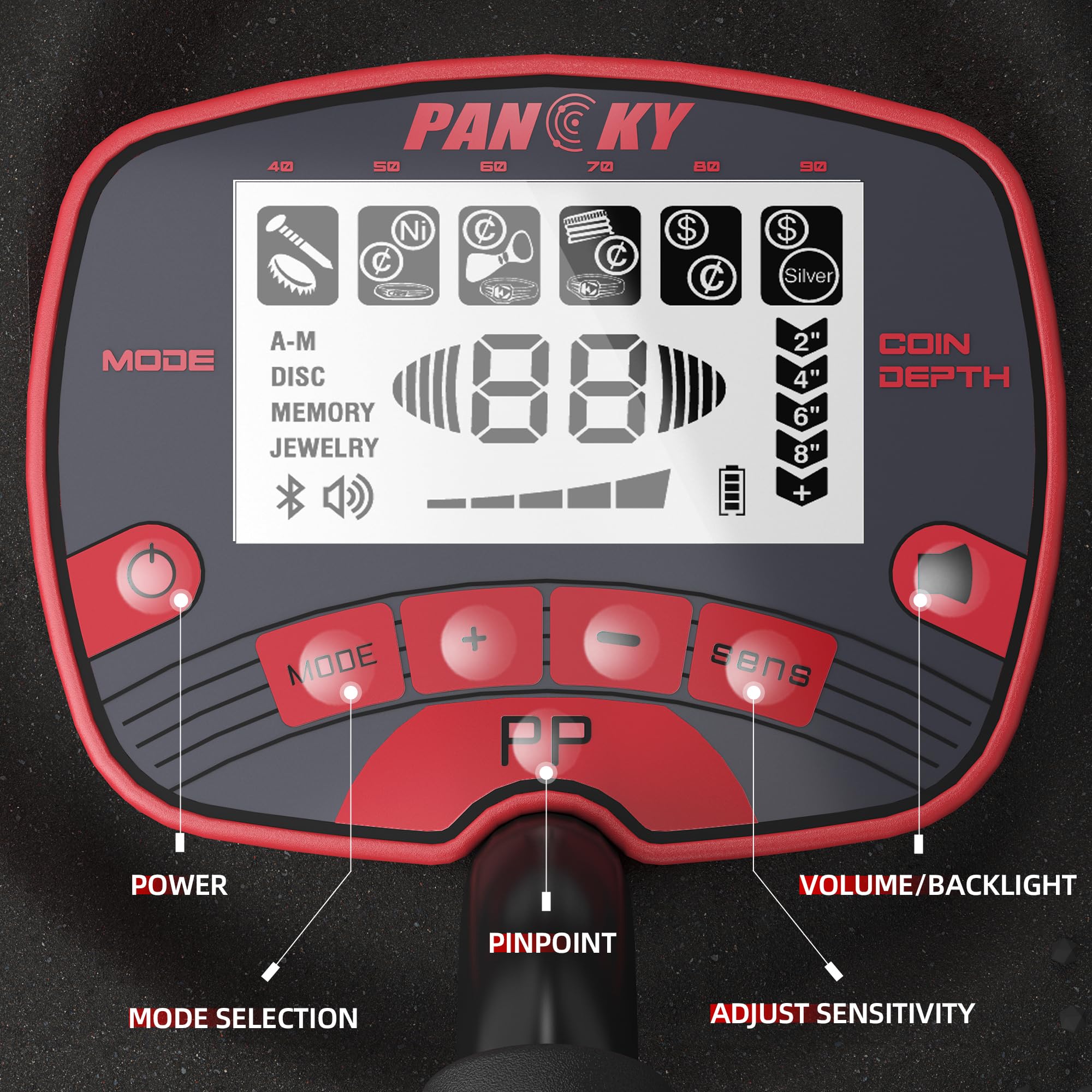 PANCKY IP68 waterproof coil enables searches in shallow water without worrying about splashes.