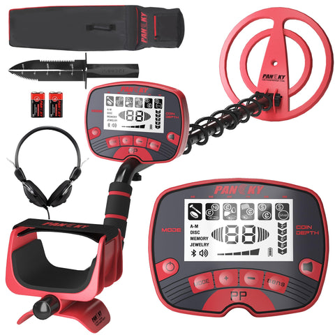 PANCKY metal detector with LCD display and backlight for easy scanning in low light.