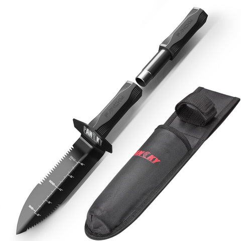 PANCKY metal detector shovel with extended handle offers flexible digging.