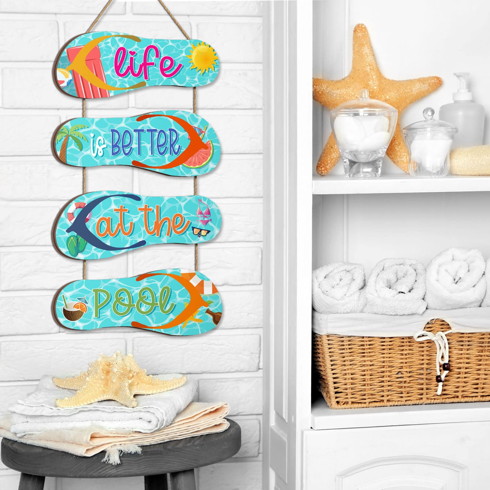 Panelee coconut and pool scene wall decor for coastal look