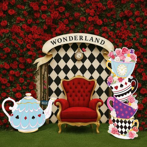 Panelee Wonderland teapot sign adds whimsical focal point for outdoor celebrations