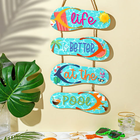 Panelee wooden flip flop wall decor set for poolside vibe