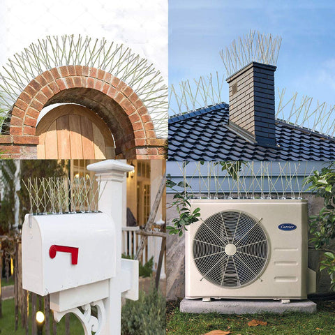 PANGCH Bird Spikes on a roof edge illustrate easy outdoor use