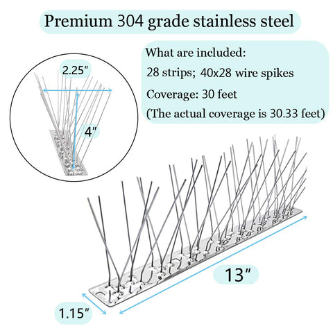 PANGCH Bird Spikes strips are 13 inches long for versatile placement.