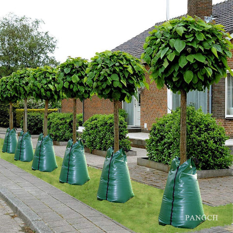 PANGCH tree watering bag capacity of 20 gallons provides long-lasting irrigation.
