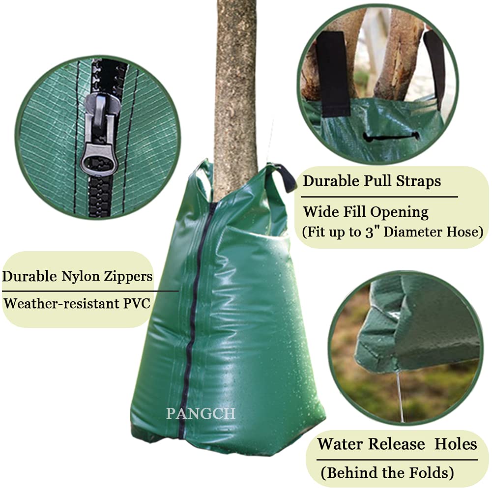PANGCH tree watering bag zipper closure keeps bag secure during setup.