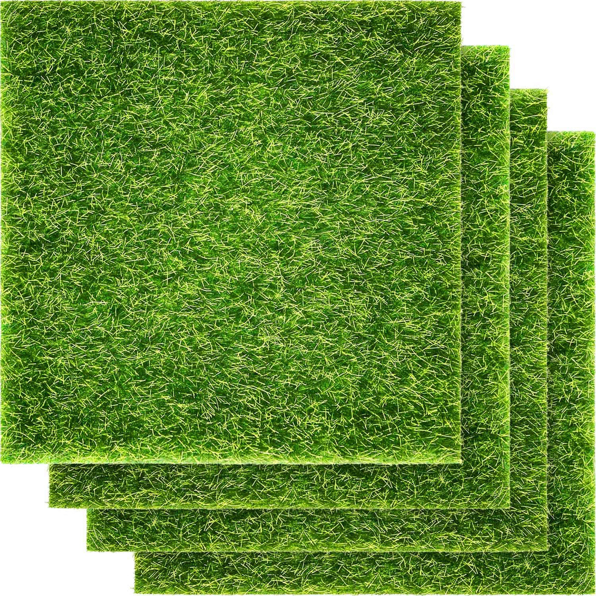 Pangda 6x6 inch square artificial grass lawn for miniatures, realistic texture for dollhouses.